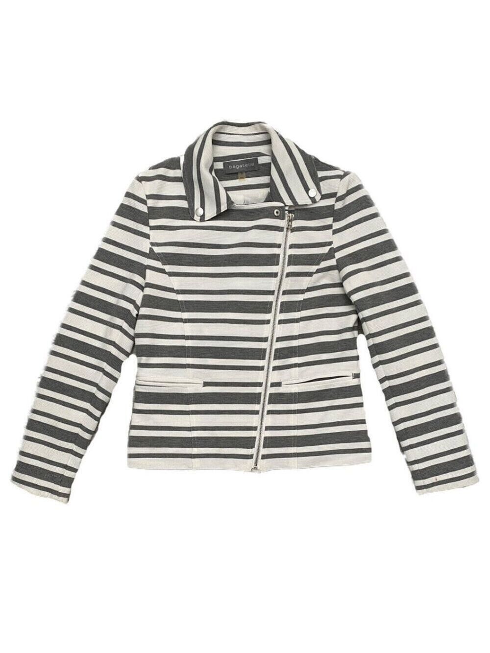 Bagatelle Designer Women’s Light Zipper Striped Cardigan Jacket - M